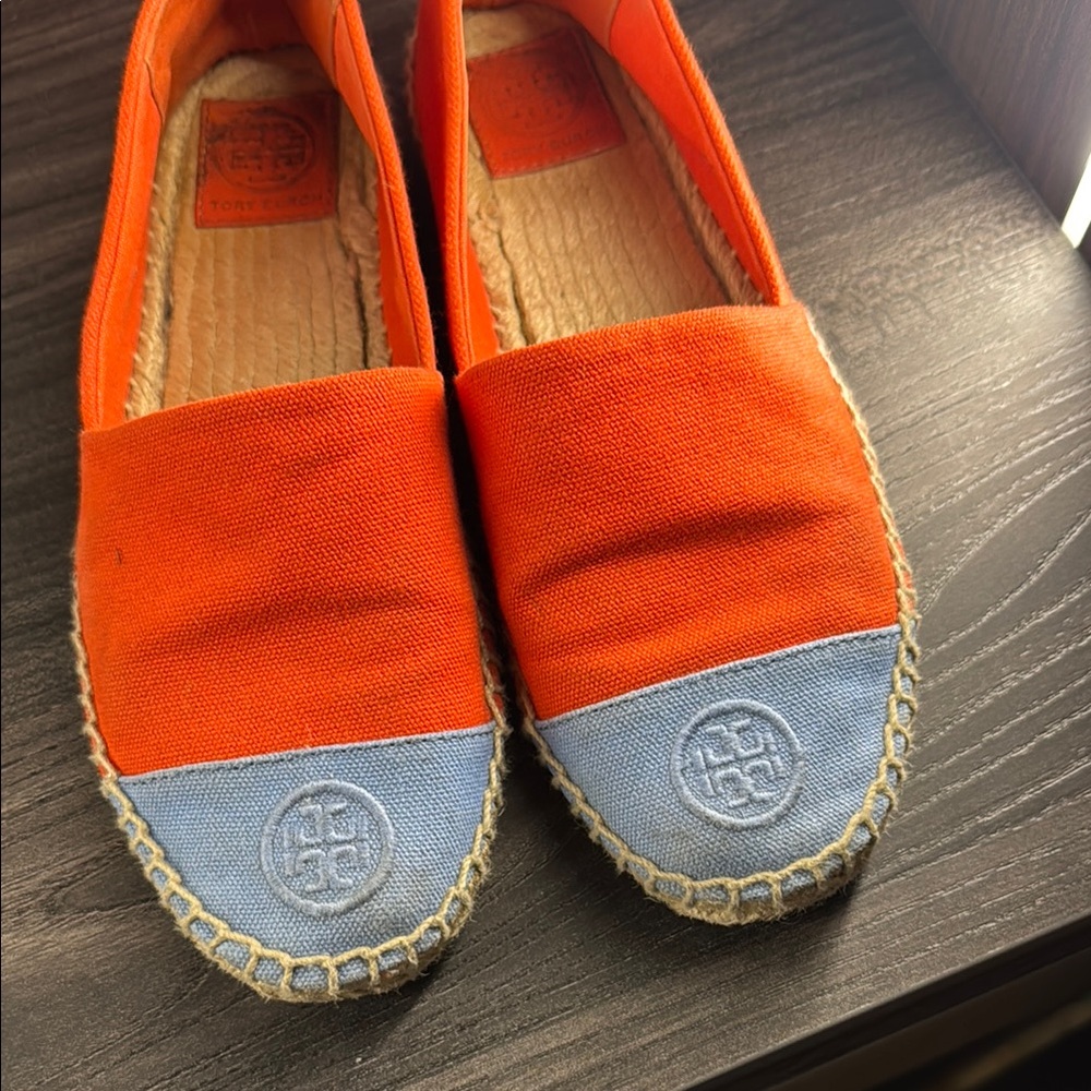 Tory Burch Orange and Blue Espadrilles